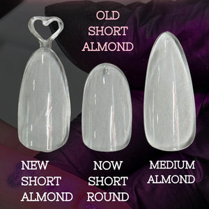 *NEW STYLE* Clear Short Almond Box Of Full Cover Tips NOW WITH TABS!