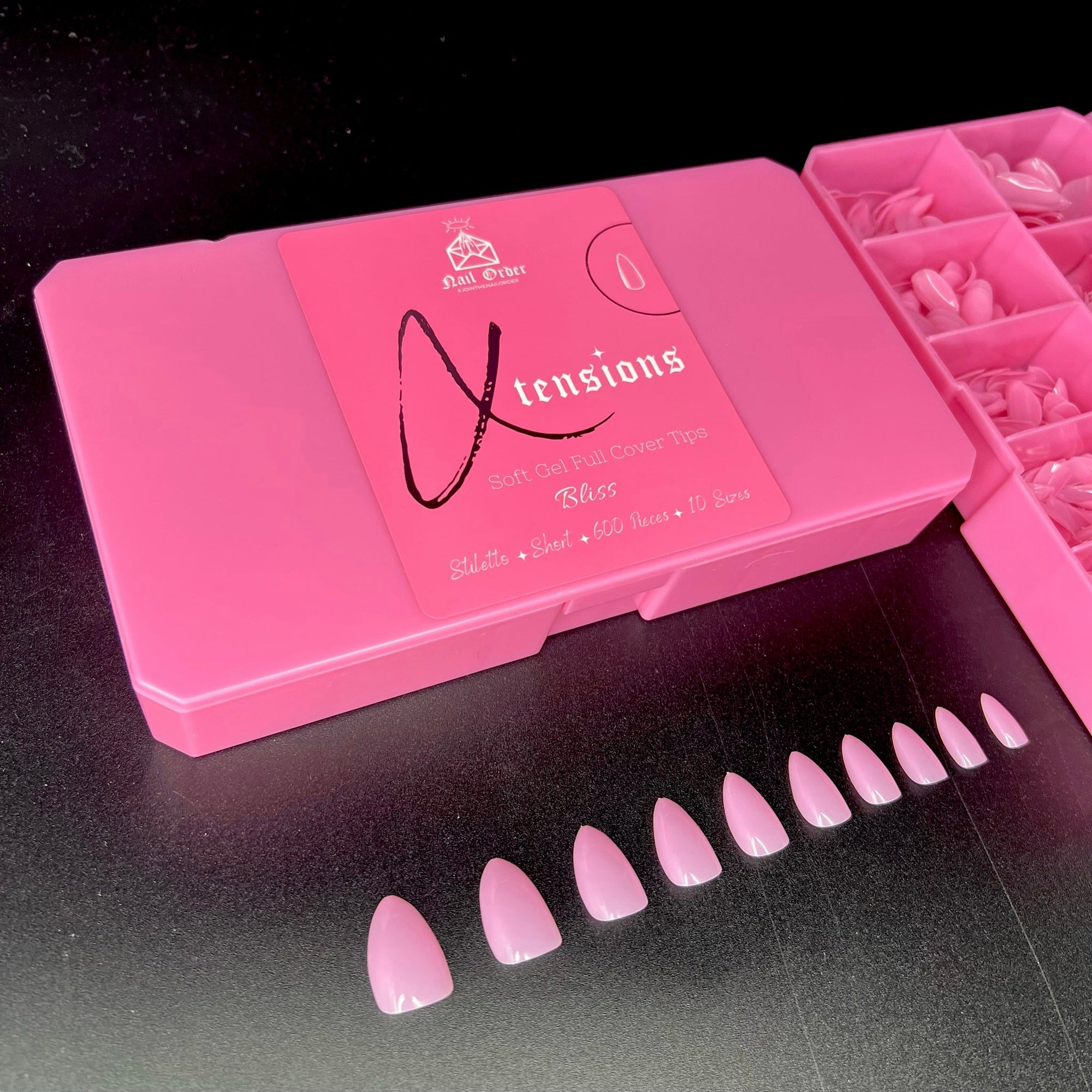 Short Stiletto Tinted Tips - Bliss - Nail Order