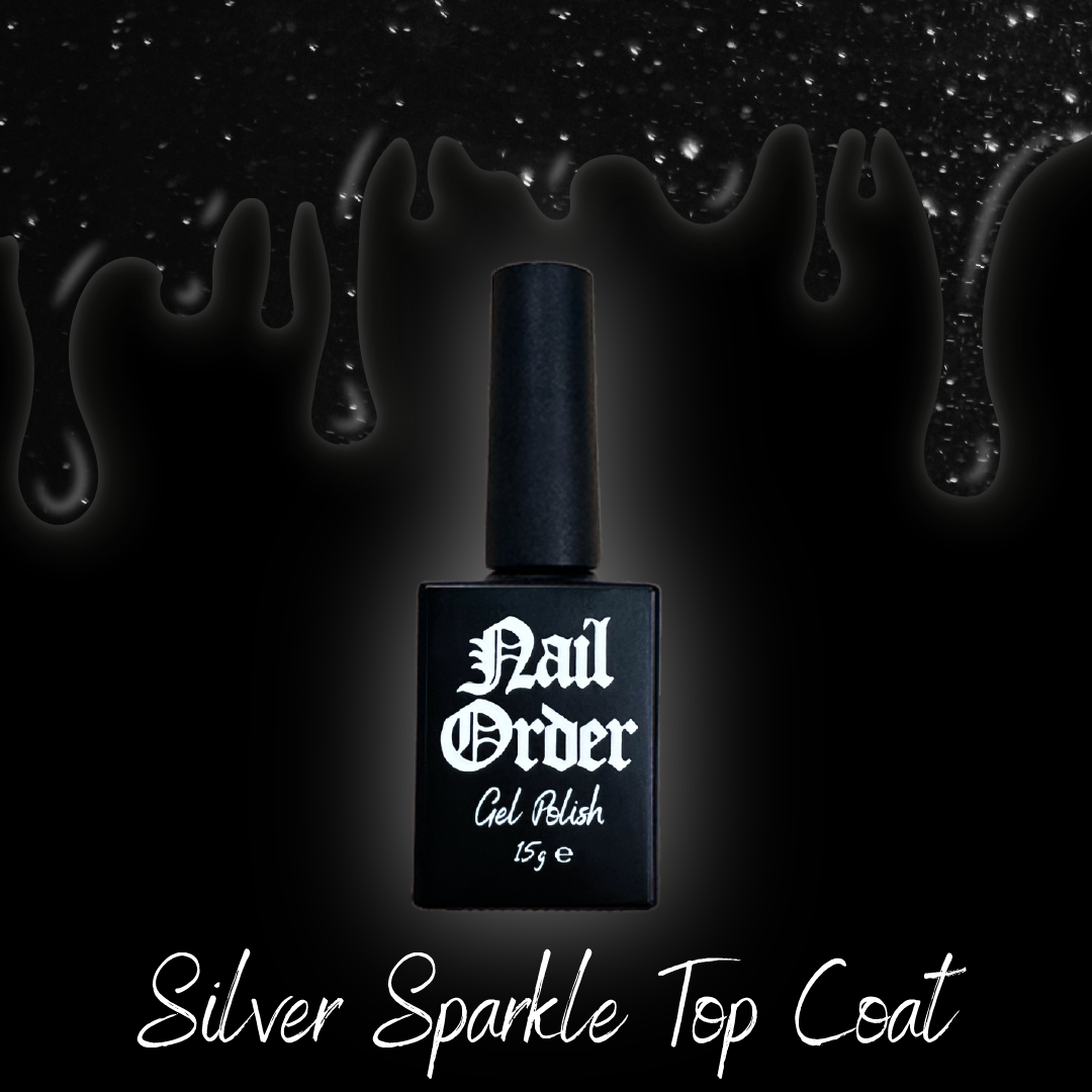 Sparkle Top Coat (2 variants) - Nail Order Silver Sparkle Top Coat