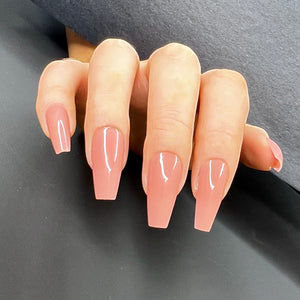 Long Coffin Tinted tips - Bestie - Nail Order